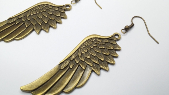 Preview: (Engels) Flügel Ohrringe Vintage Optik bronzefarbe